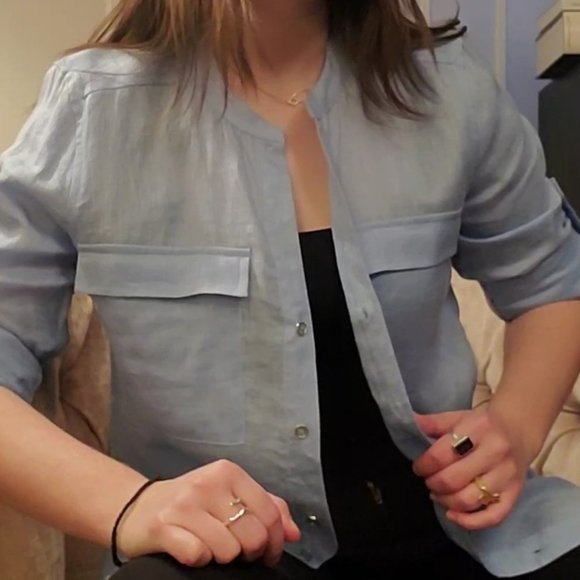 CALVIN KLEIN Linen Blouse - Picture 1 of 7